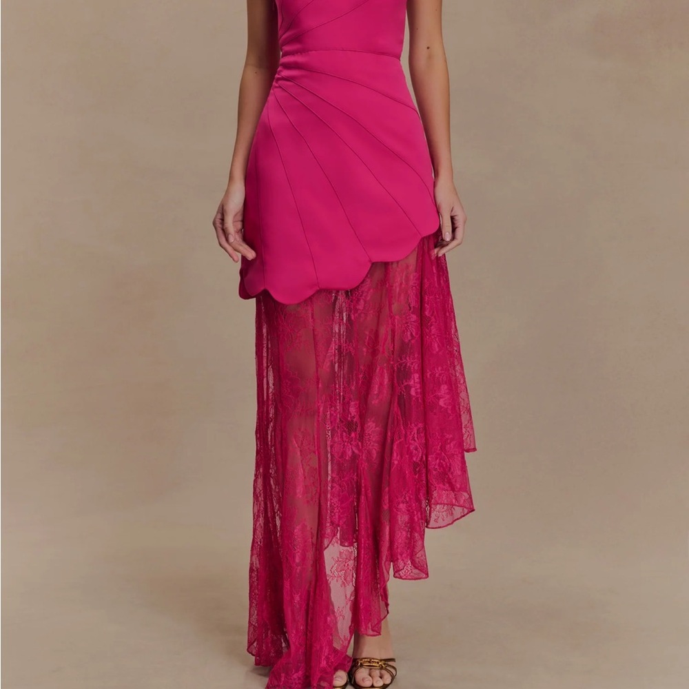 Meshki Pink Dress with Scalloped Lace